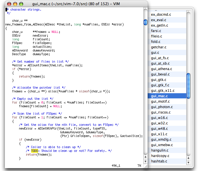 Vim with a drawer "tabline"